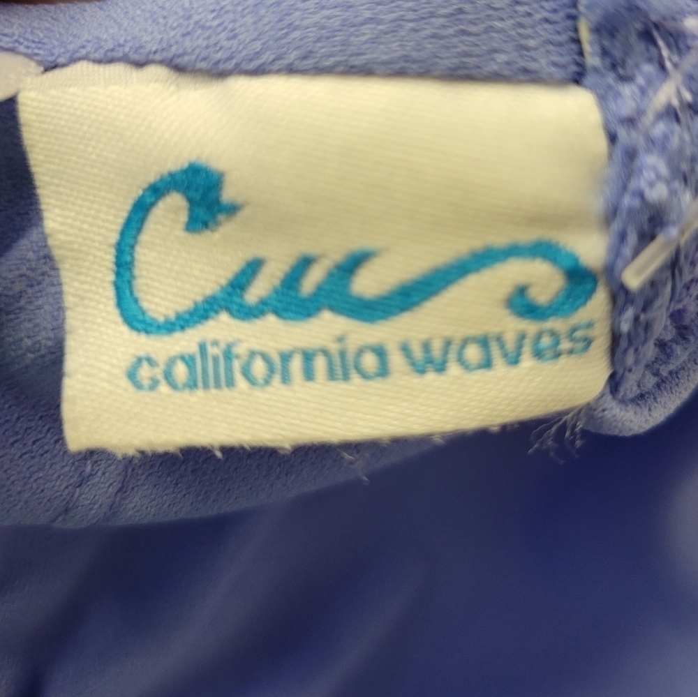 California Waves Textured Grommet One Piece Lace up Swimsuit Blue S - Picture 7 of 11